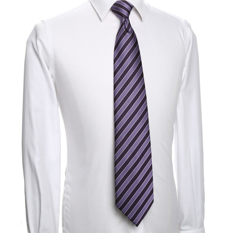 KissTies Mens 63'' Extra Long Tie Purple Lavender Striped Necktie + Gift Box - Image 4